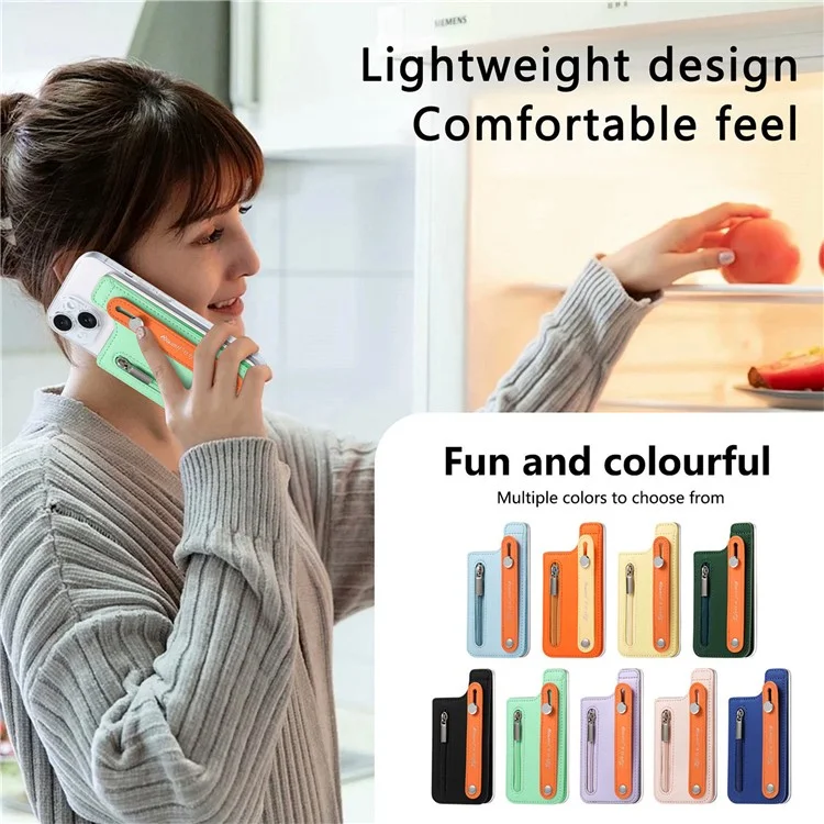KB-62 RFID Blocking Phone Wallet Wristband Kickstand Zipper Leather Phone Card Bag - Verde Menta