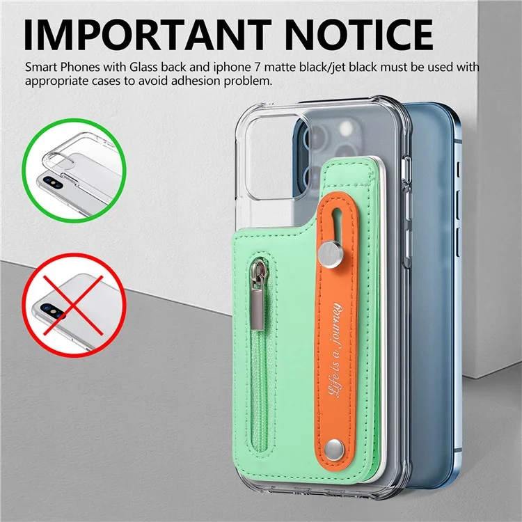 KB-62 RFID Blocking Phone Wallet Wristband Kickstand Zipper Leather Phone Card Bag - Verde Menta