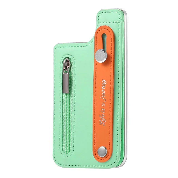 KB-62 RFID Blocking Phone Wallet Wristband Kickstand Zipper Leather Phone Card Bag - Verde Menta