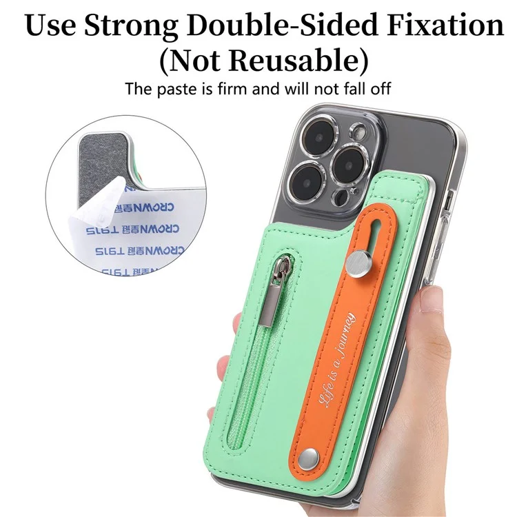KB-62 RFID Blocking Phone Wallet Wristband Kickstand Zipper Leather Phone Card Bag - Verde Menta