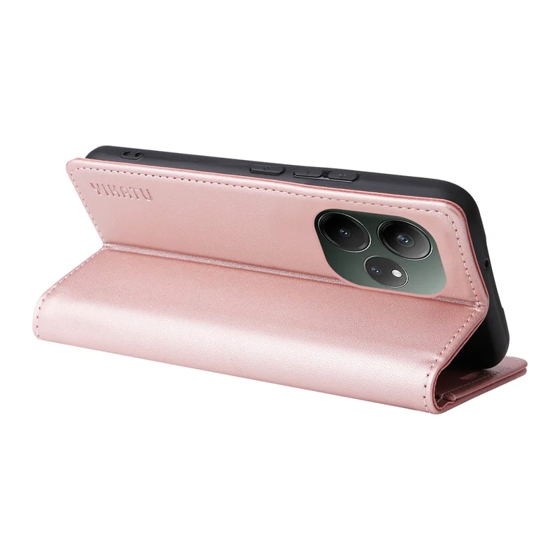 YIKATU YK-001 For Realme GT 6 5G Case Magnetic Closure Leather Stand Flip Folio Phone Cover - Rose Gold