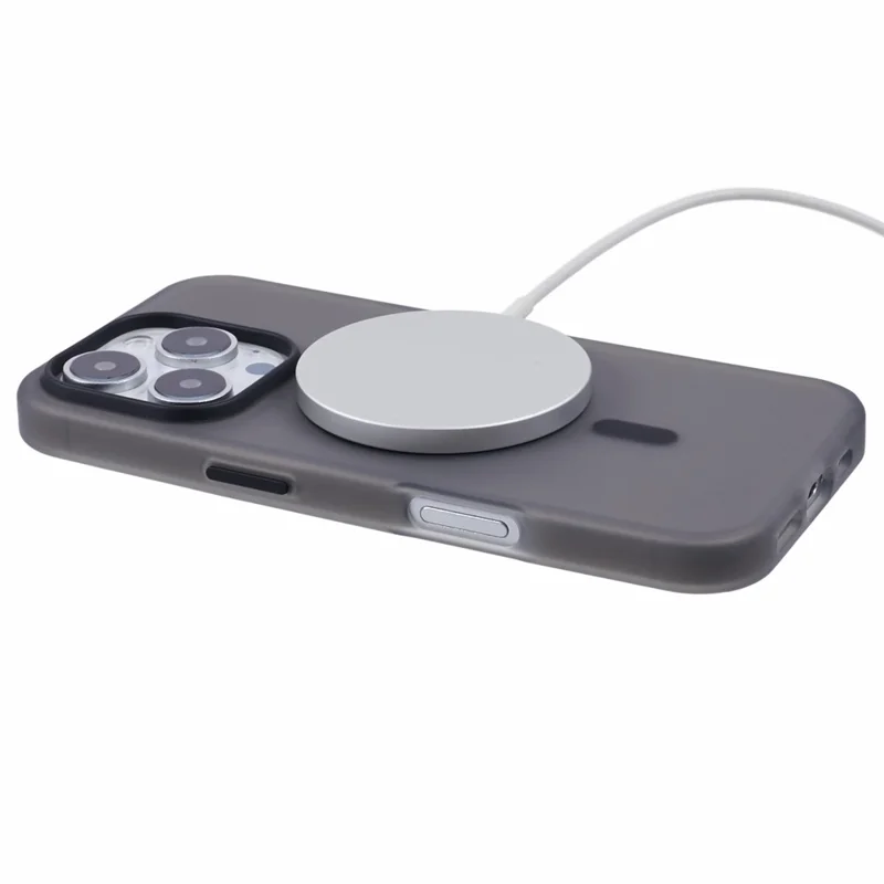 For iPhone 13 Pro Max Case Compatible with MagSafe TPU Translucent Back Phone Cover - Black
