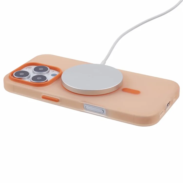 Чехол для iPhone 13 Pro совместимый с MagSafe, противоотпечатковый, тонкий, TPU чехол - оранжевый
