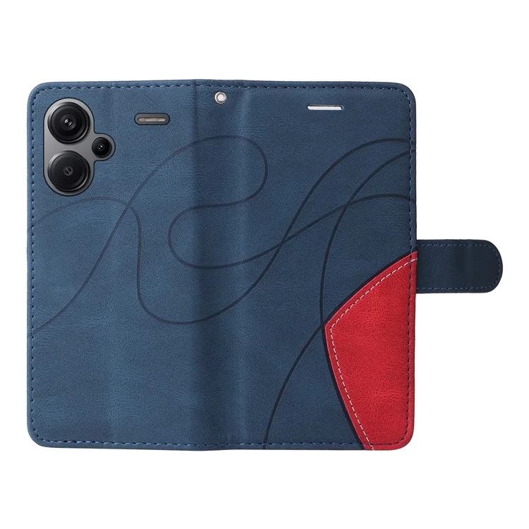 KT Leather Series-1 Para Xiaomi Redmi Note 13 Pro+ 5G Funda Cartera Funda de Teléfono Color Splicing Lines Pattern - Azul