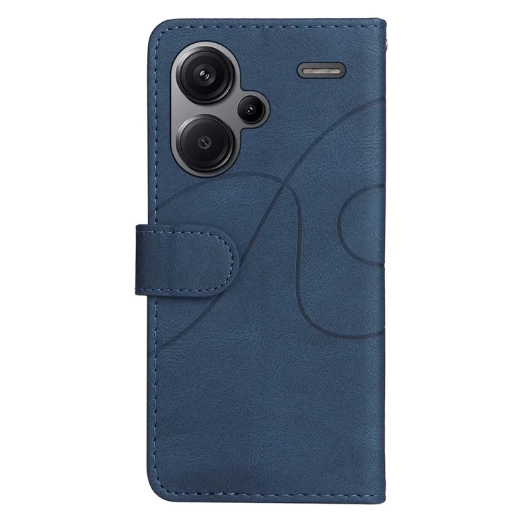 KT Leather Series-1 Para Xiaomi Redmi Note 13 Pro+ 5G Funda Cartera Funda de Teléfono Color Splicing Lines Pattern - Azul