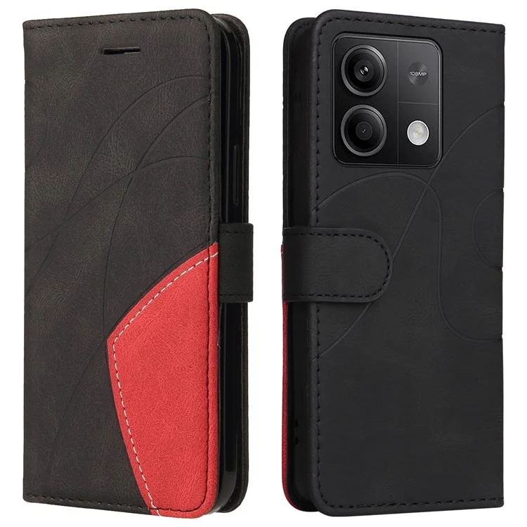 KT Leather Series-1 Per Xiaomi Redmi Note 13 5G Case Color Splicing Phone Cover Card Slots Wrist Strap - Nero
