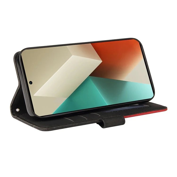 KT Leather Series-1 Per Xiaomi Redmi Note 13 5G Case Color Splicing Phone Cover Card Slots Wrist Strap - Nero