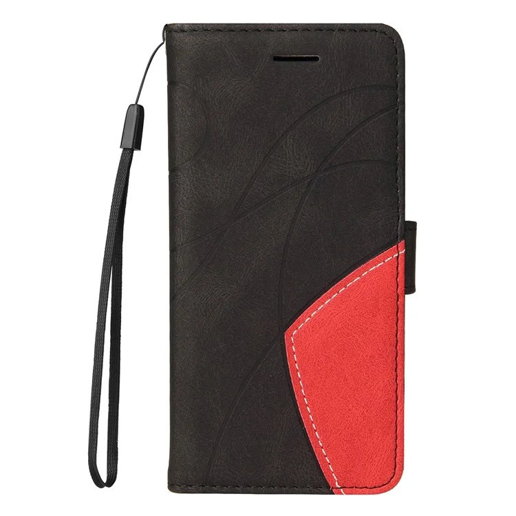 KT Leather Series-1 Per Xiaomi Redmi Note 13 5G Case Color Splicing Phone Cover Card Slots Wrist Strap - Nero