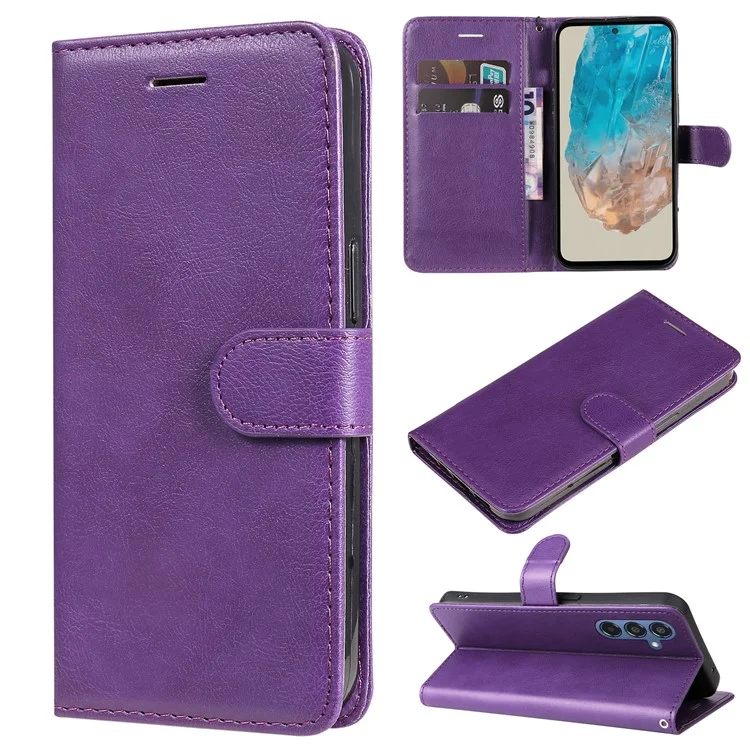 KT Leder-Serie-2 für Samsung Galaxy M35 5G Hülle Wallet Handyhülle Einfarbig mit Ständer - Lila