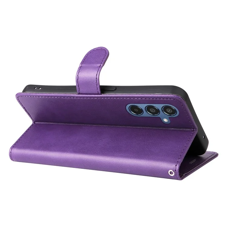 KT Leder-Serie-2 für Samsung Galaxy M35 5G Hülle Wallet Handyhülle Einfarbig mit Ständer - Lila
