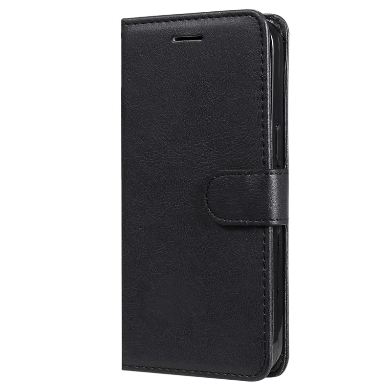 For Samsung Galaxy M35 5G Case Solid Color Leather Mobile Cover Wallet Stand with Strap - Black