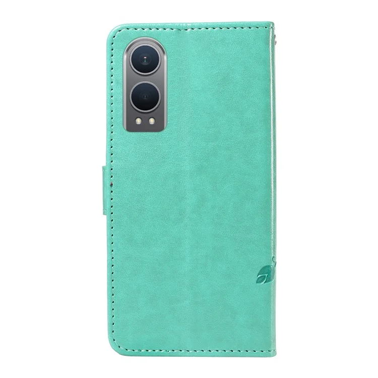 For OnePlus Nord CE4 Lite 5G / Oppo K12x 5G (China) PU Leather Cases Flower Pattern Wallet Stand Phone Cover with Strap - Green
