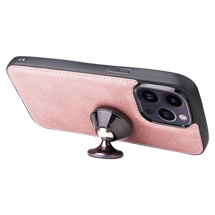 KT Leather Series-3 Pour iPhone 15 Pro Max Étui en Cuir PU 2 en 1 Portefeuille Étui Téléphone Détachable - Rose Gold
