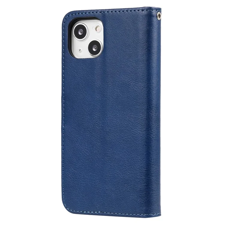 KT Leather Series-3 Für iPhone 15 Case PU Leder 2 in 1 Wallet Phone Cover Magnetisch Abnehmbar - Blau