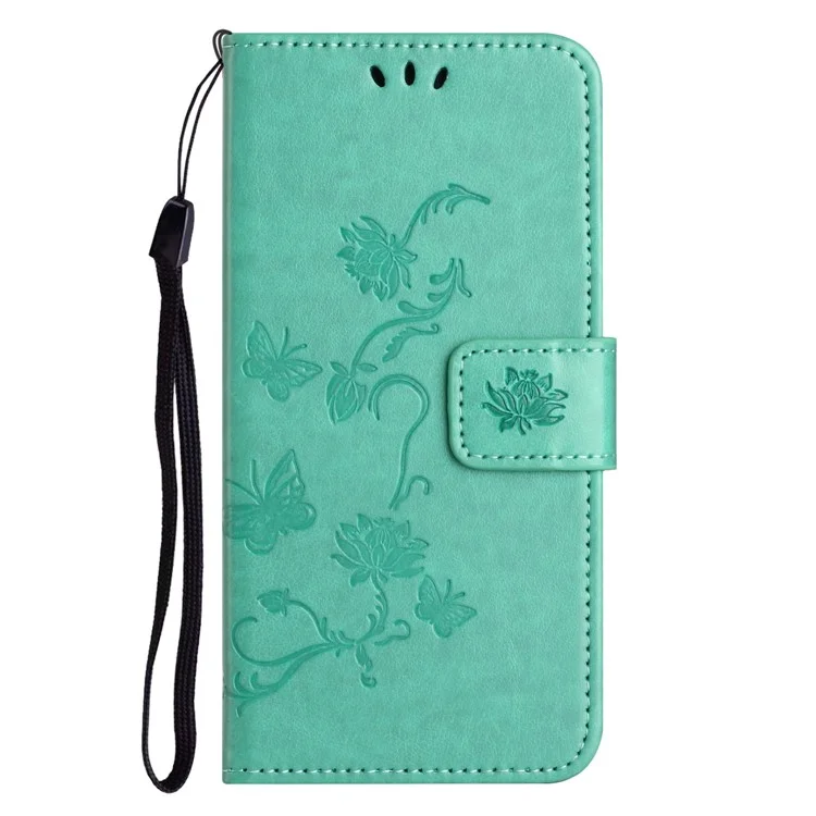Custodia per iPhone 16 Plus in pelle PU Custodia portafoglio per telefono con motivo a farfalle e fiori - Ciano