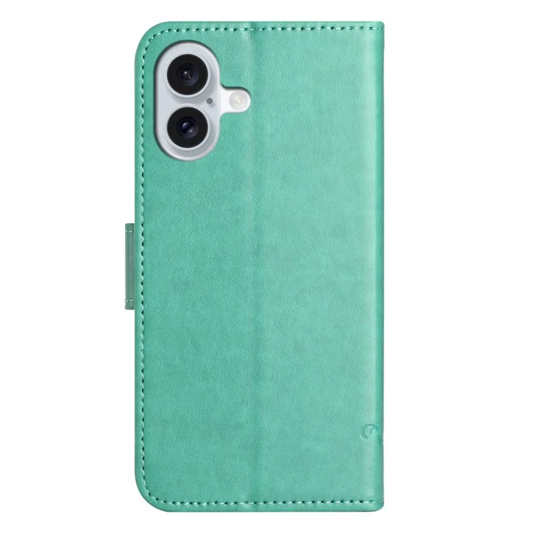Custodia per iPhone 16 Plus in pelle PU Custodia portafoglio per telefono con motivo a farfalle e fiori - Ciano