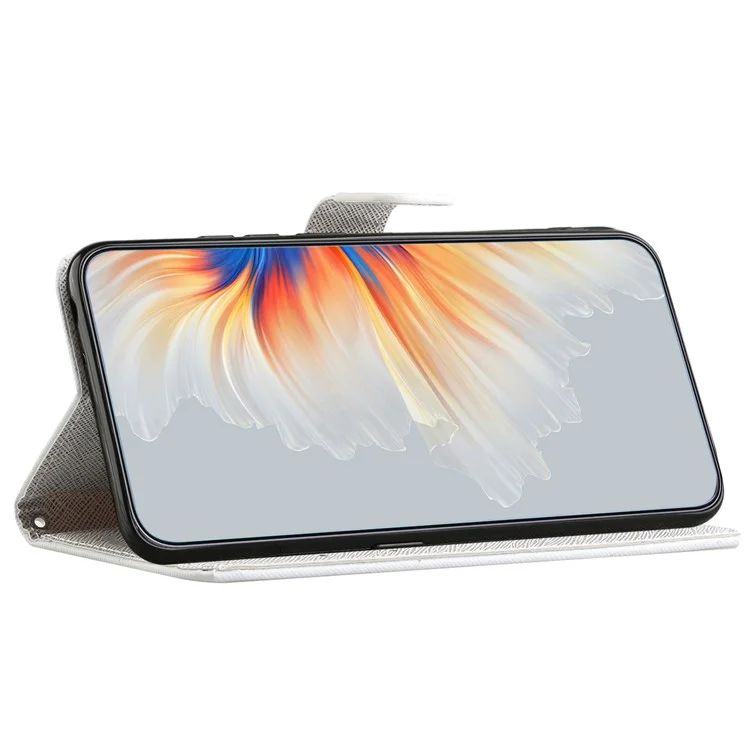 Pour iPhone 16 Plus Case Pattern Print PU Leather Wallet Phone Cover Cross Texture - Dragonfly