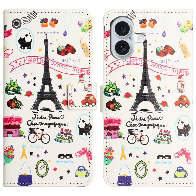 Per iPhone 16 Plus Wallet Case Pattern Print PU Leather Flip Phone Cover - Iron Tower