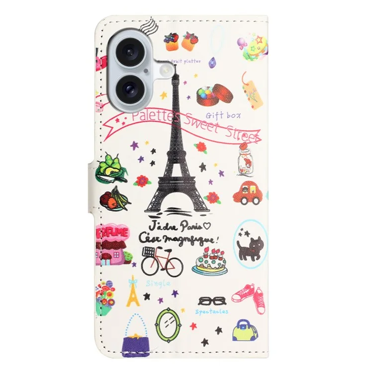 Per iPhone 16 Plus Wallet Case Pattern Print PU Leather Flip Phone Cover - Iron Tower