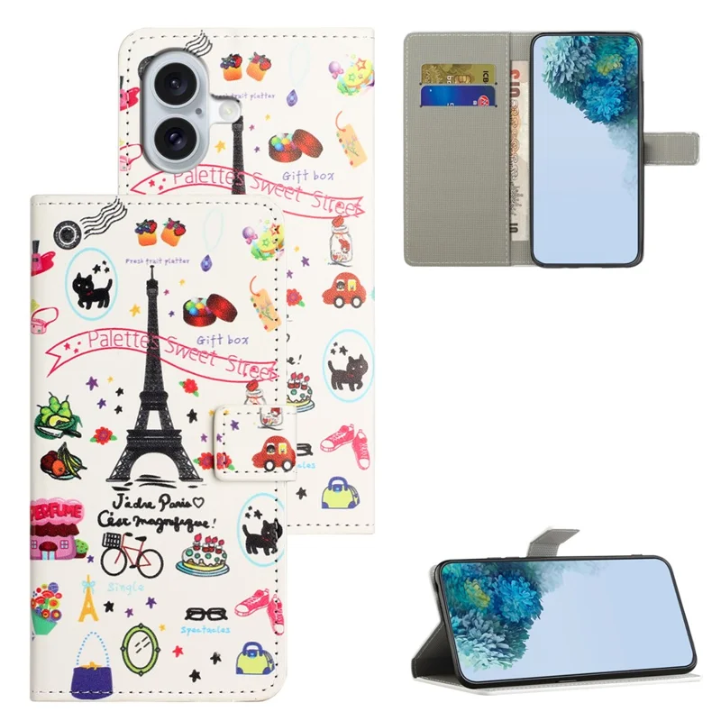 Per iPhone 16 Plus Wallet Case Pattern Print PU Leather Flip Phone Cover - Iron Tower