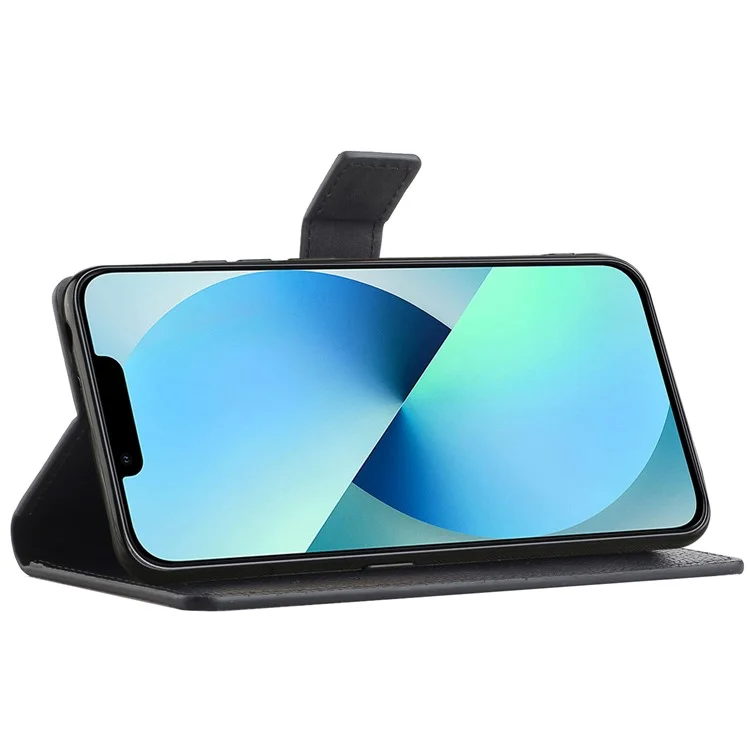 Für iPhone 16 Pro Max Case PU Leder Wallet Phone Cover Litchi Textur, Schwarz