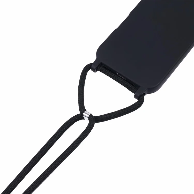 Für iPhone 16 Plus Case TPU Protective Crossbody Lanyard Phone Cover - Schwarz