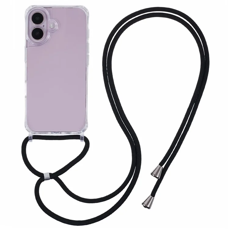Чехол для iPhone 16 Plus из TPU + ПК с перекрестным шнурком, прозрачная задняя крышка