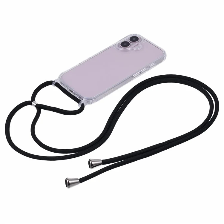 Чехол для iPhone 16 Plus из TPU + ПК с перекрестным шнурком, прозрачная задняя крышка