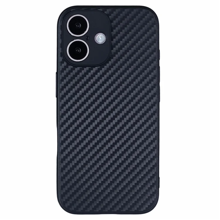 Чехол для iPhone 16 Plus с текстурой из углеродного волокна, TPU, противоцарапающее покрытие
