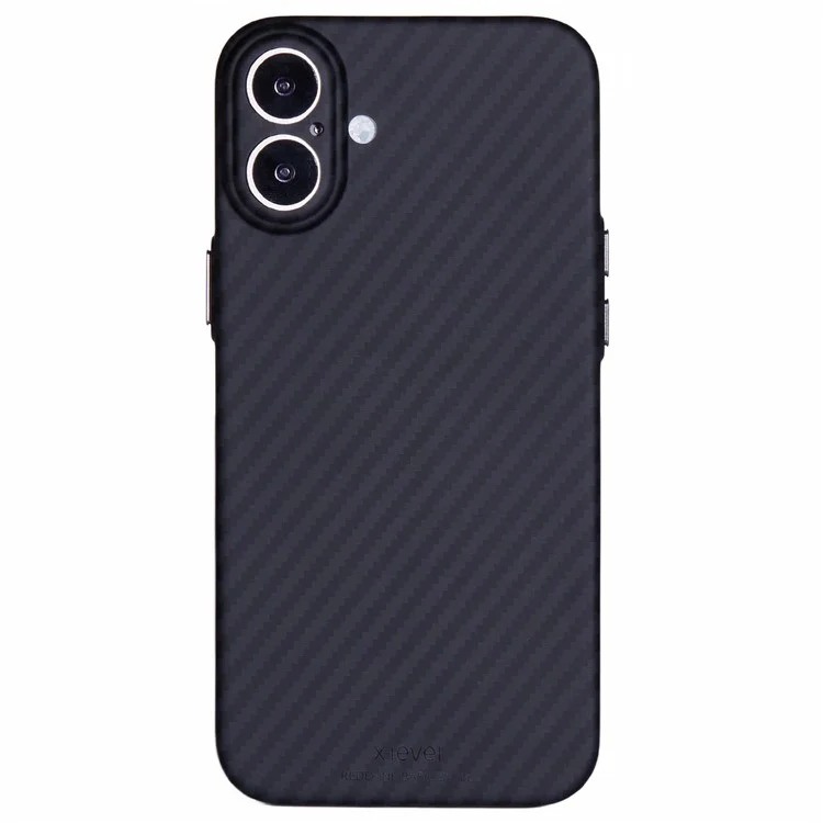 X-LEVEL For iPhone 16 Plus Case Carbon Fiber Texture Hard PC Phone Cover Anti-Shock