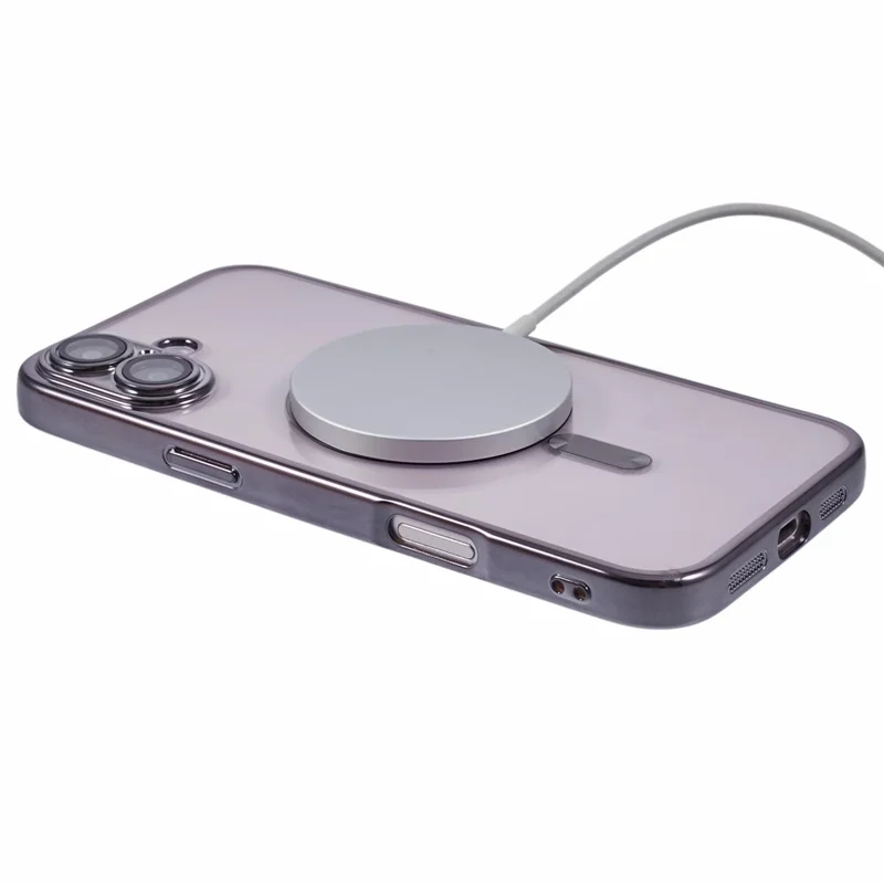 X-LEVEL For iPhone 16 Plus Magnetic Case Electroplating TPU Phone Cover with Lens Film - Grey