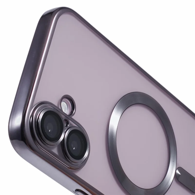X-LEVEL For iPhone 16 Plus Magnetic Case Electroplating TPU Phone Cover with Lens Film - Grey