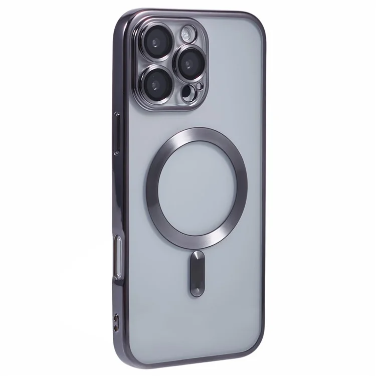 Étui X-LEVEL pour iPhone 16 Pro Max compatible avec MagSafe Magnetic Clear TPU Phone Cover avec film pour objectif - Gris