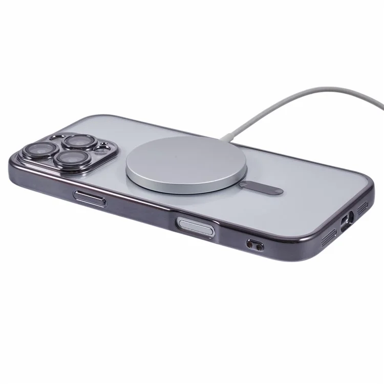 Étui X-LEVEL pour iPhone 16 Pro Max compatible avec MagSafe Magnetic Clear TPU Phone Cover avec film pour objectif - Gris