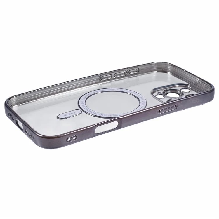 Étui X-LEVEL pour iPhone 16 Pro Max compatible avec MagSafe Magnetic Clear TPU Phone Cover avec film pour objectif - Gris