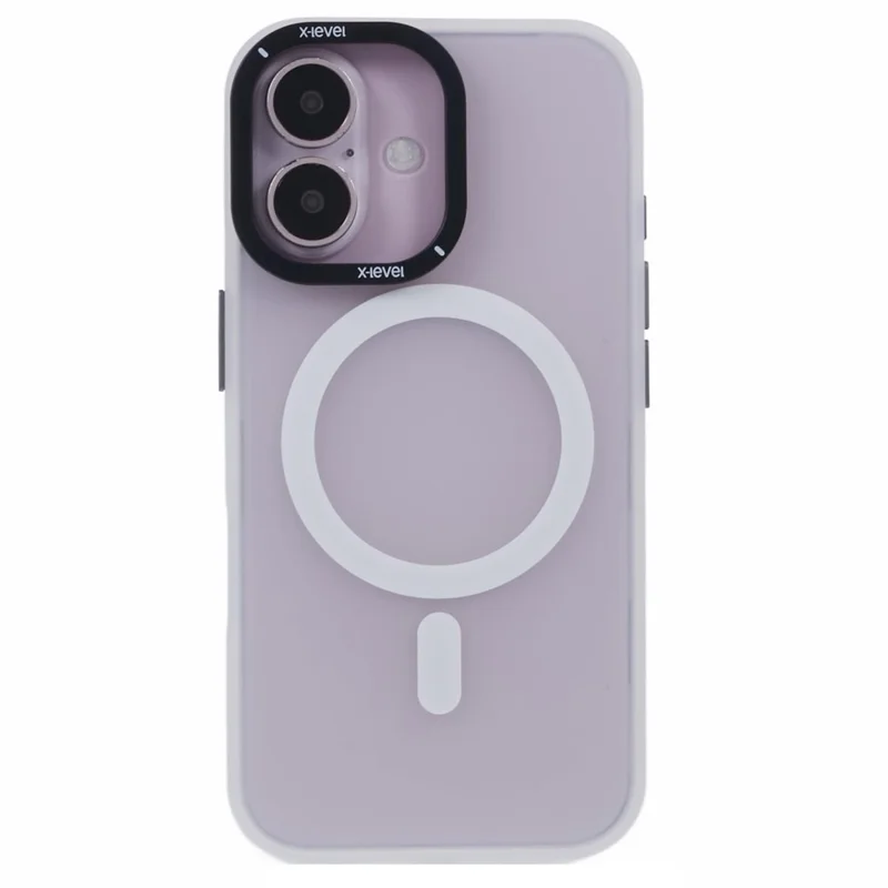 Capa X-LEVEL para iPhone 16 Compatível com MagSafe PC + Capa de Telefone TPU Anti-Impressões Digitais - Branca
