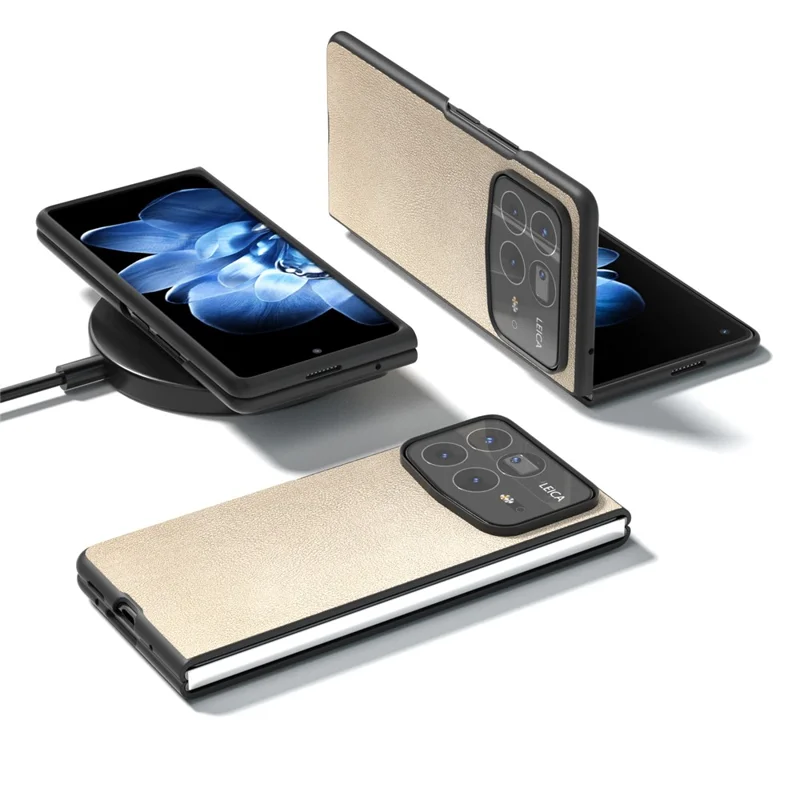 Für Xiaomi Mix Fold 4 5G Hülle PU Leder beschichtet PC Falthandy Schutzhülle - Gold