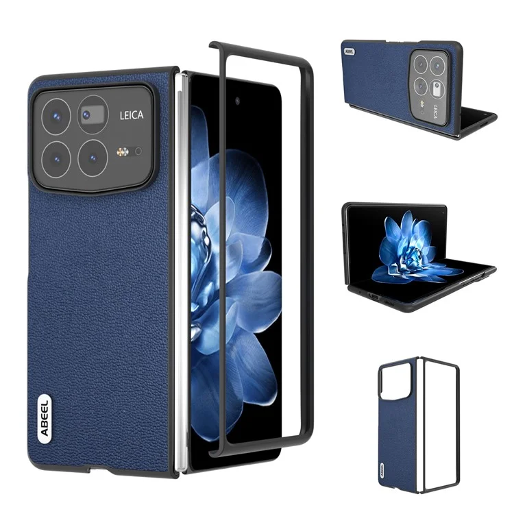 ABEEL For Xiaomi Mix Fold 4 5G Case Genuine Cow Leather+PC Protective Phone Cover - Blue