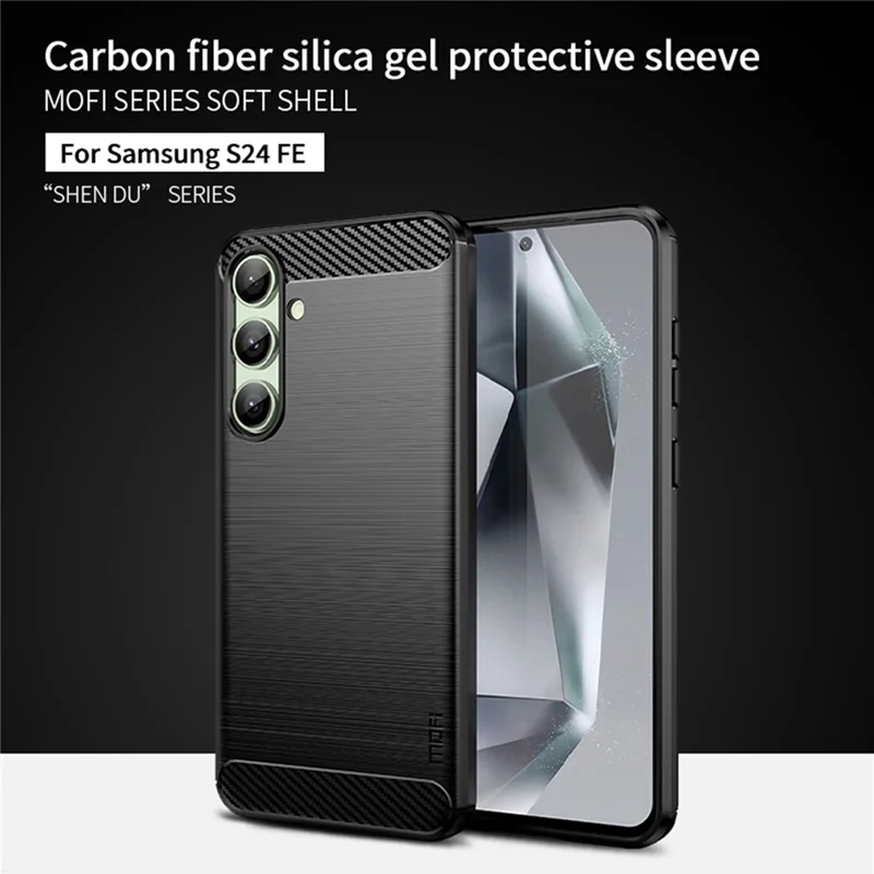 MOFI JK TPU Series-1 для Samsung Galaxy S24 FE TPU Case Чехол с текстурой под углеродное волокно - Черный