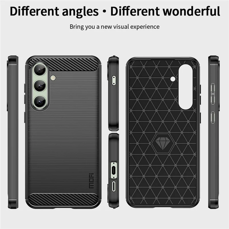 MOFI JK TPU Series-1 для Samsung Galaxy S24 FE TPU Case Чехол с текстурой под углеродное волокно - Черный