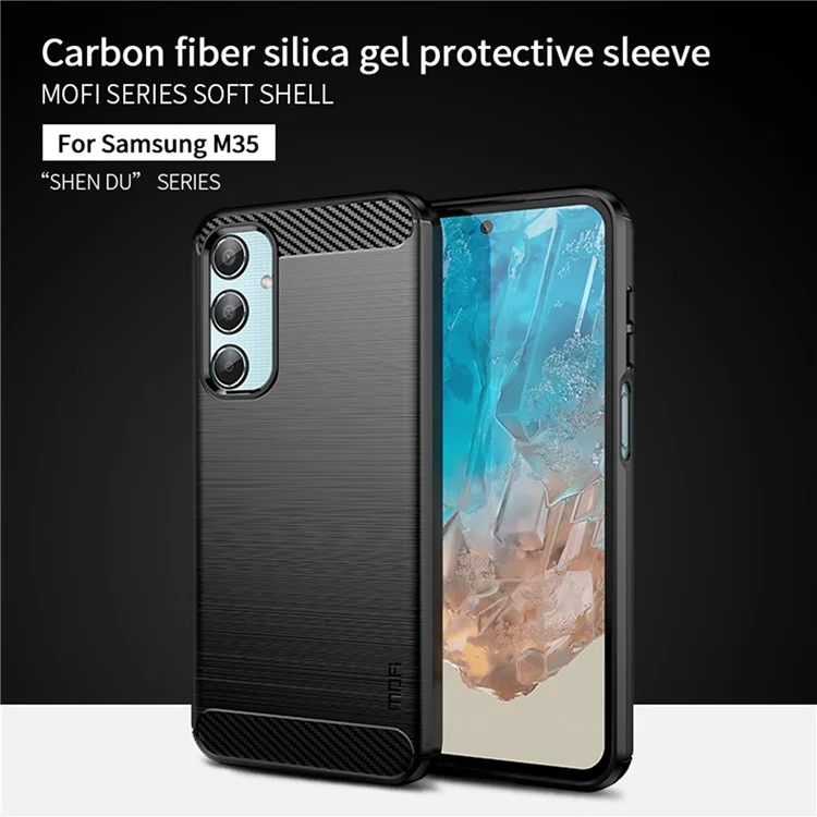 MOFI JK TPU Series-1 For Samsung Galaxy M35 5G TPU Phone Case Carbon Fiber Texture - Black