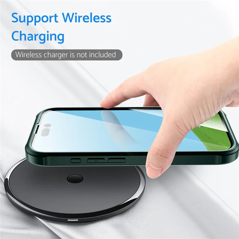 For iPhone 16 Case Double-Sided Tempered Glass+Silicone+TPU Full Protection Phone Cover - Midnight Green