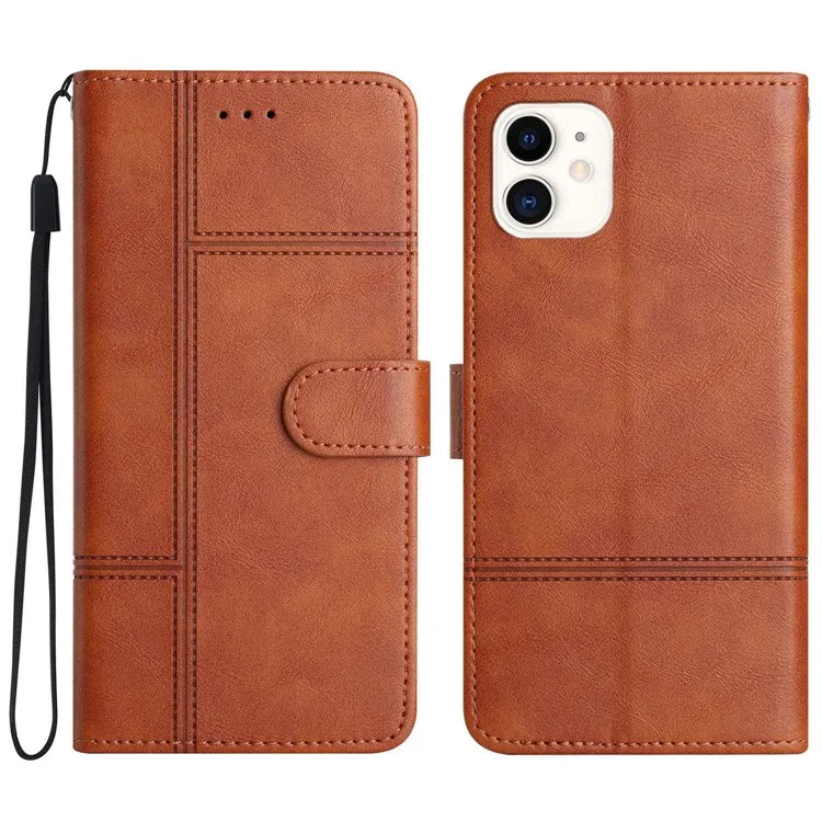 Per Iphone 12 Mini Mini da 5,4 Pollici di Cowfuolo Texture Wortet Custodia Per il Folio in Pelle Per Drop-fuor Fusti. - Marrone