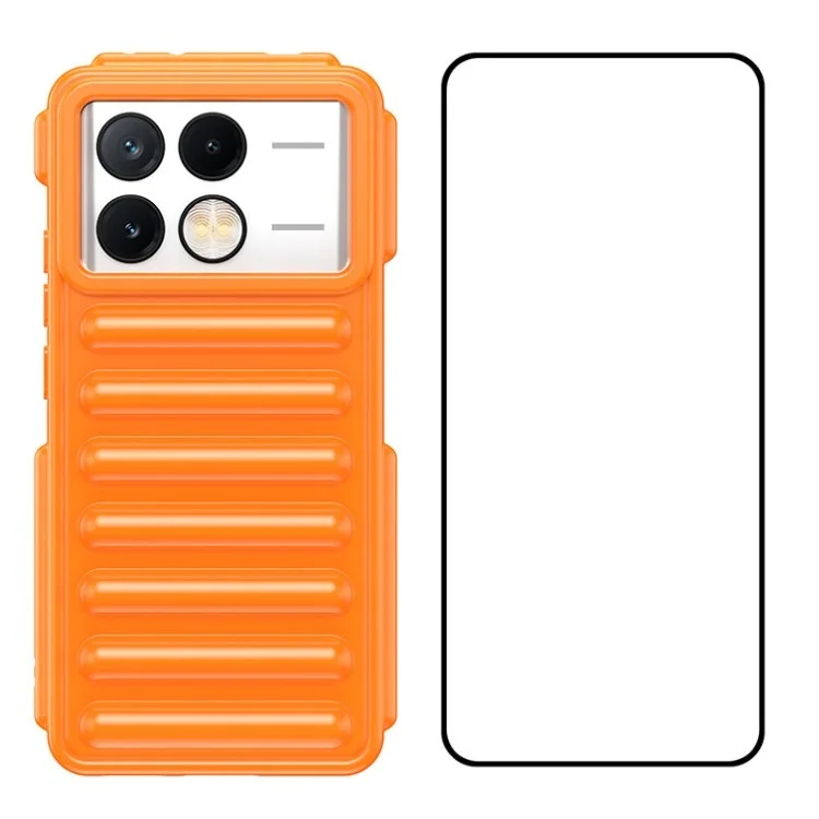 WANLONFENG LK Series for Xiaomi Poco X6 Pro 5G / Redmi K70E 5G TPU Case with Screen Protector Capsule Design - Orange