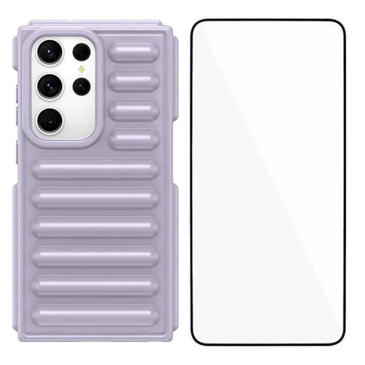 WANLONFENG LK Series for Samsung Galaxy S23 Ultra Case TPU Phone Cover with Screen Film Capsule Anti-slip Grip - Purple