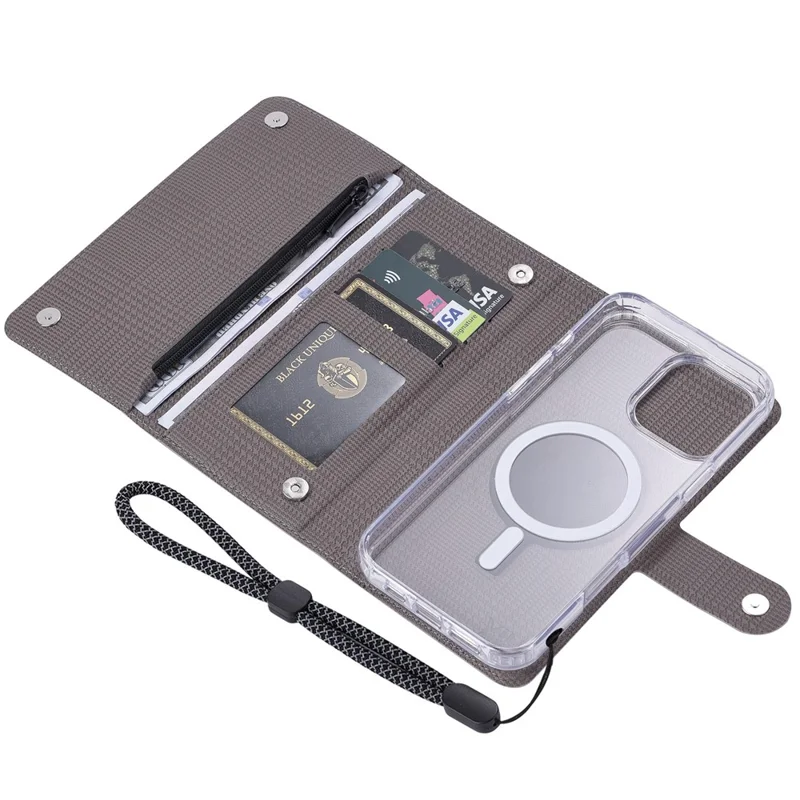 VILI GHB-C Series for iPhone 16 Pro Max Magnetic Case Detachable Leather Clear Phone Cover - Grey