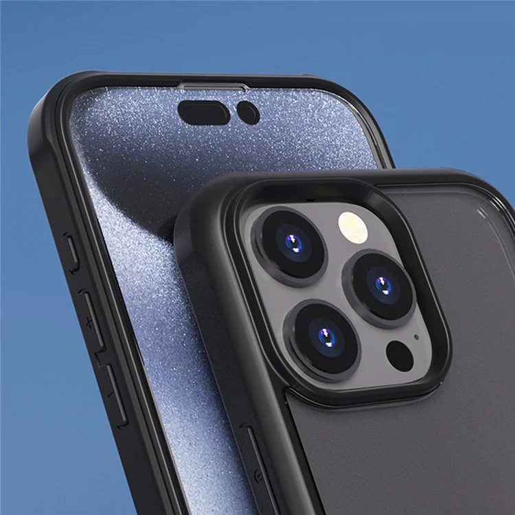 Per iPhone 16 Pro Max Case Silicone+TPU Frame Double-Side 9H Vetro Temperato Copertura Posteriore - Nero
