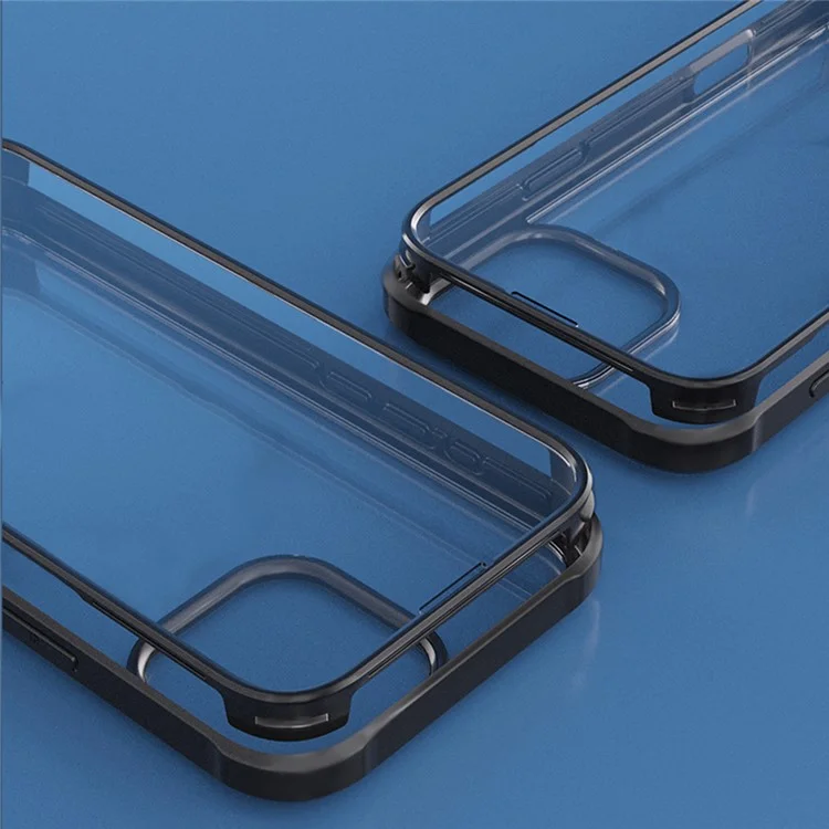 Per iPhone 16 Pro Max Case Silicone+TPU Frame Double-Side 9H Vetro Temperato Copertura Posteriore - Nero