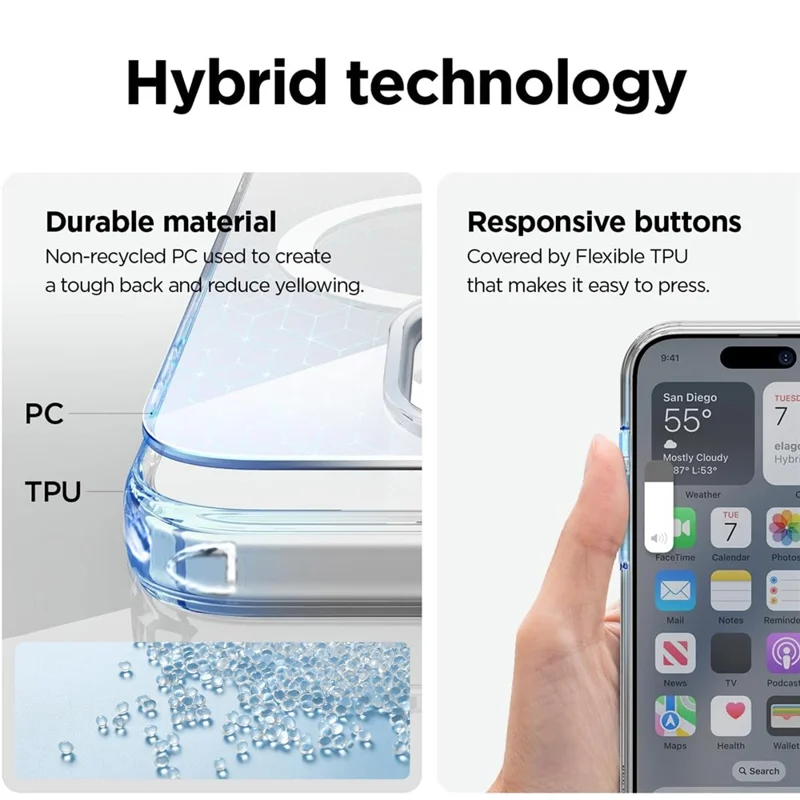 VILI MAG-C Series For iPhone 15 Pro Case Compatible with MagSafe PC+TPU Clear Phone Cover