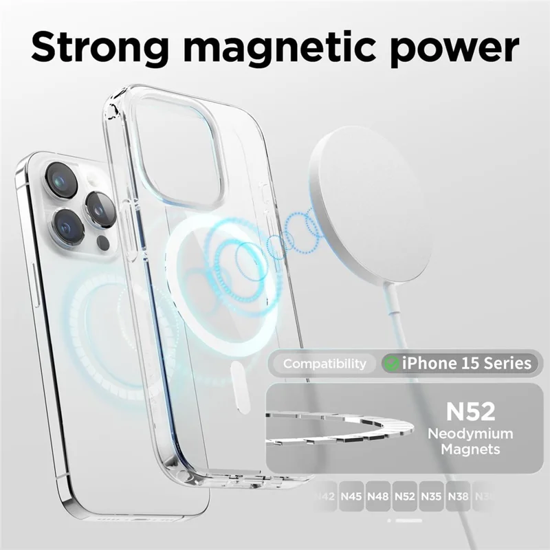 VILI MAG-C Series For iPhone 15 Pro Max Clear Case PC+TPU Cover Compatible with MagSafe